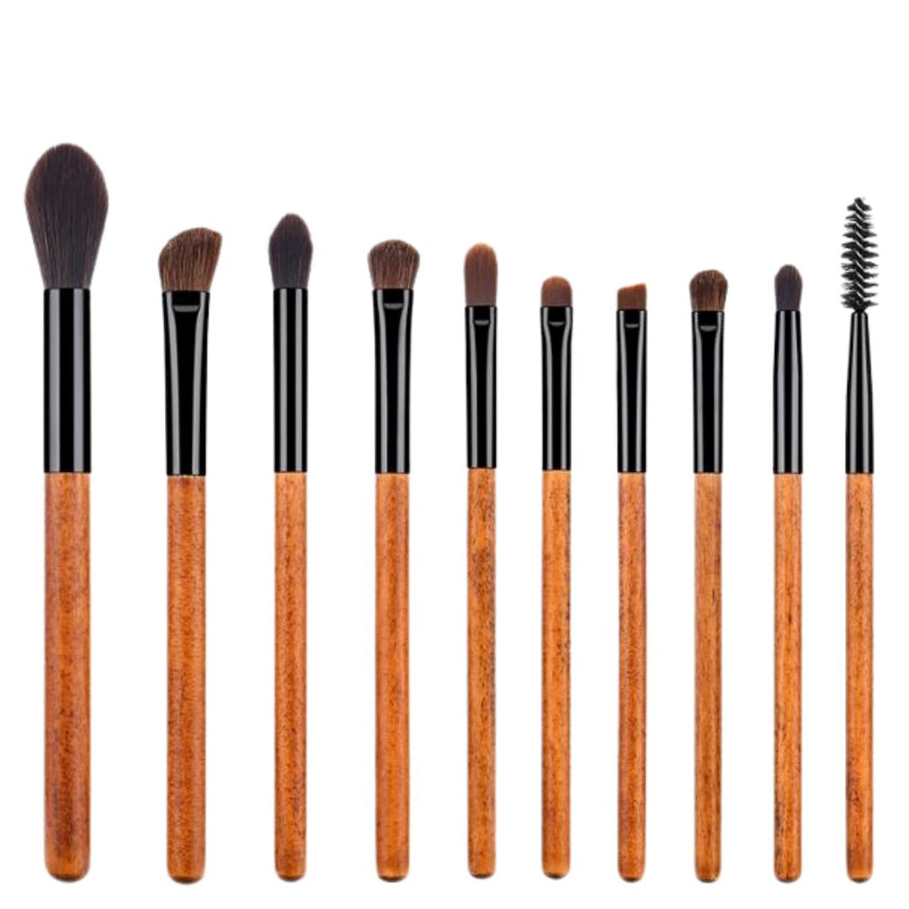 Vegan Makeup Eye Brush Set- Elegance. Sustainable Wood & Black Makeup Brushes Hurtig Lane