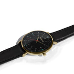 hurtig lane vegan leather watch gold, black & black vegane uhren