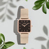 Neliö Stainless Steel Rose Gold, Black & Rose Gold Watch Hurtig Lane Vegan Watches