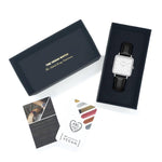Neliö Square Vegan Leather Silver/White/Black Watch Hurtig Lane Vegan Watches