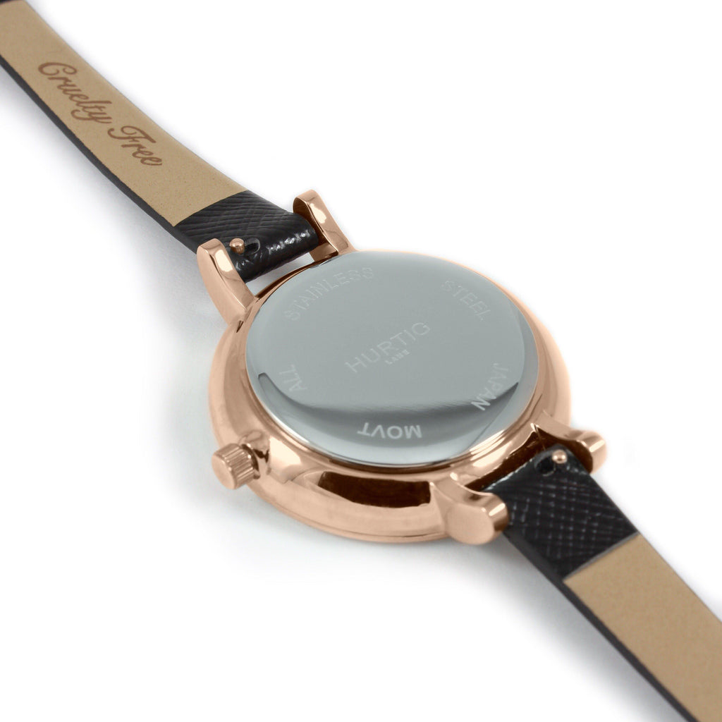 Amalfi Petite Vegan Leather Watch Gold, White & Black Watch Hurtig Lane Vegan Watches