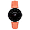 Moderna Vegan Leather Watch Silver, Black & Coral Watch Hurtig Lane Vegan Watches