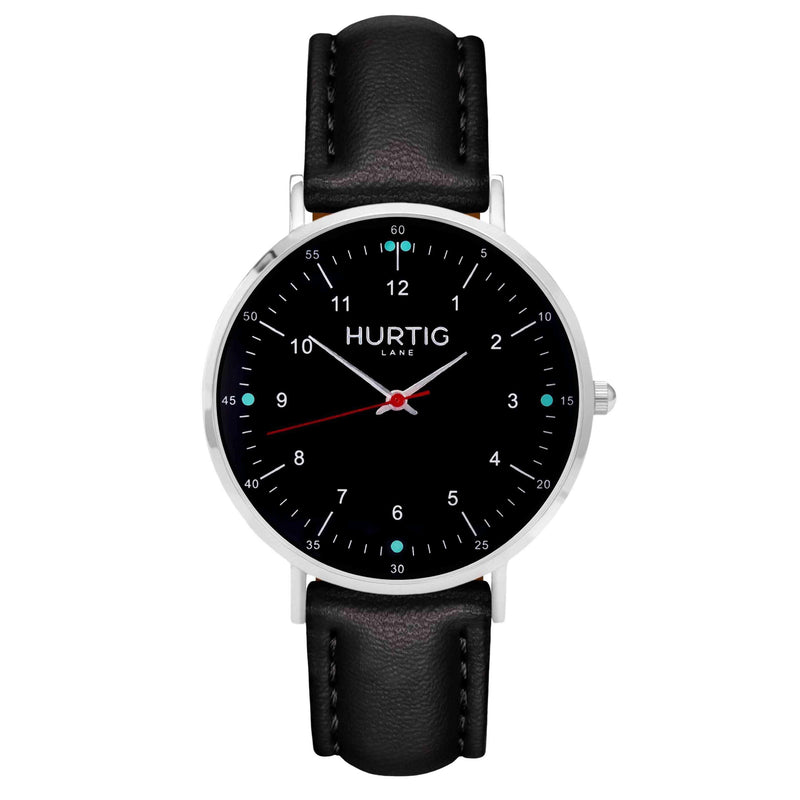 Moderna Vegan Leather Watch Silver, Black & Cloud Watch Hurtig Lane Vegan Watches