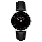 Moderna Vegan Leather Watch Silver, Black & Coral Watch Hurtig Lane Vegan Watches