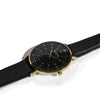 hurtig lane vegan leather watch gold, black & black vegane uhren