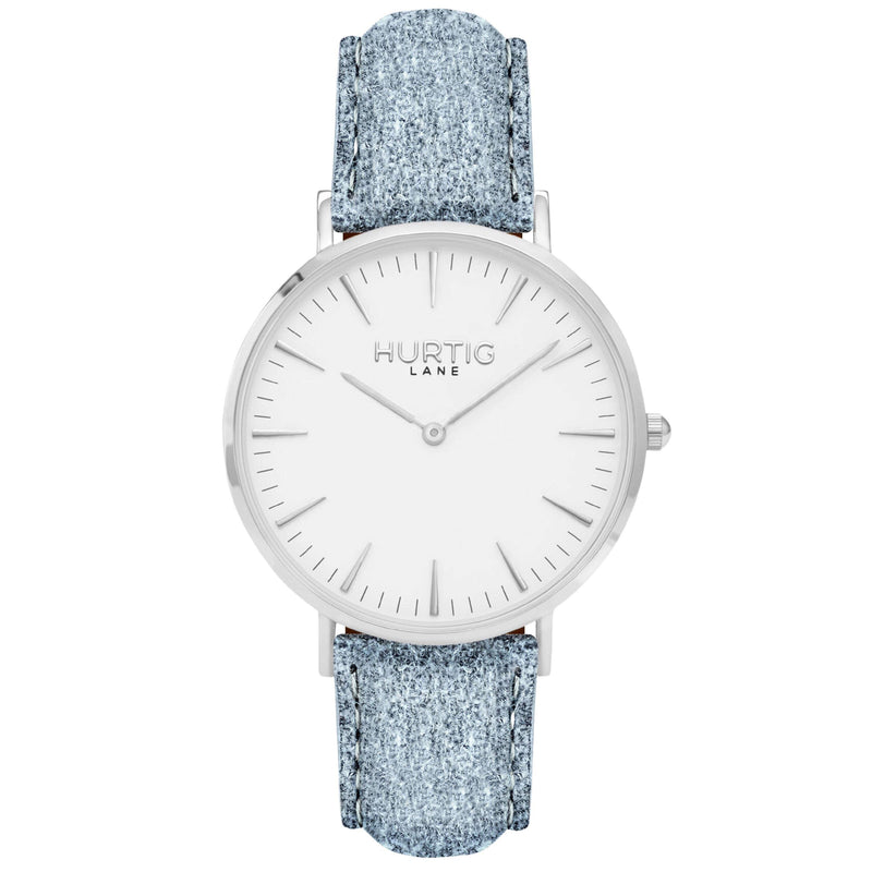 Hymnal Vegan Suede Watch Silver, White & Berry Watch Hurtig Lane Vegan Watches