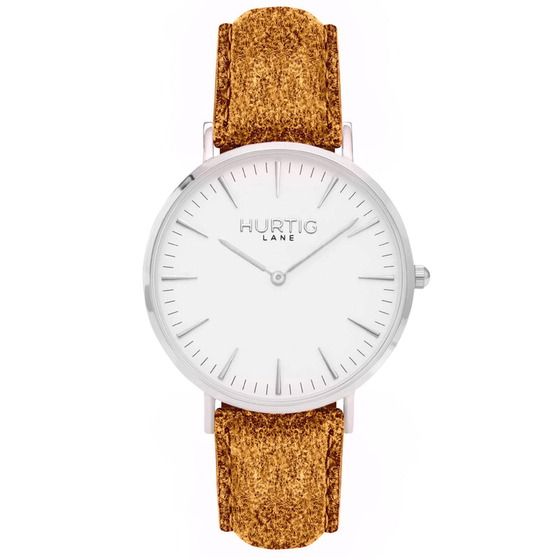 Hymnal Vegan Suede Watch Silver, White & Berry Watch Hurtig Lane Vegan Watches