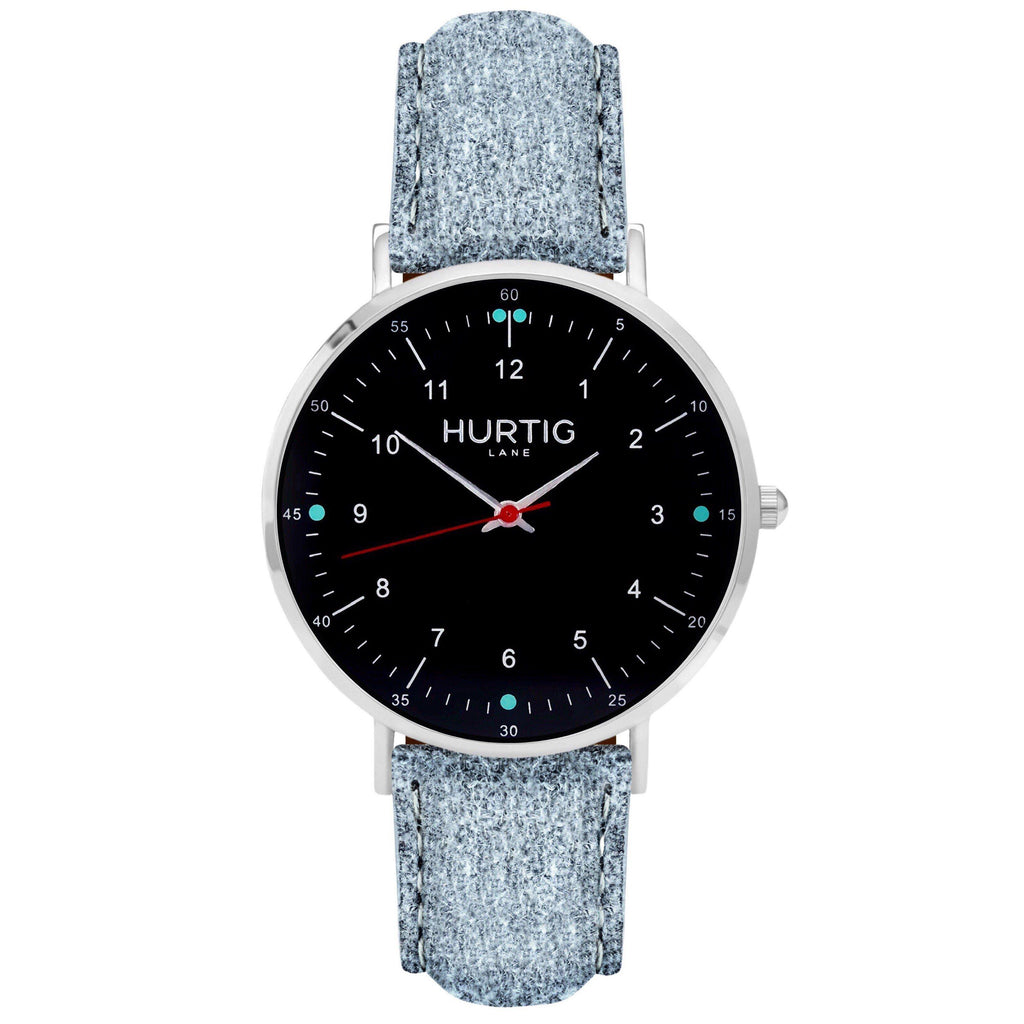 Moderno Vegan Tweed Watch Silver, Black & Grey Watch Hurtig Lane Vegan Watches