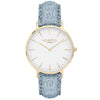 Hymnal Vegan Watch Suede Gold, White & Duck Egg Blue Watch Hurtig Lane Vegan Watches