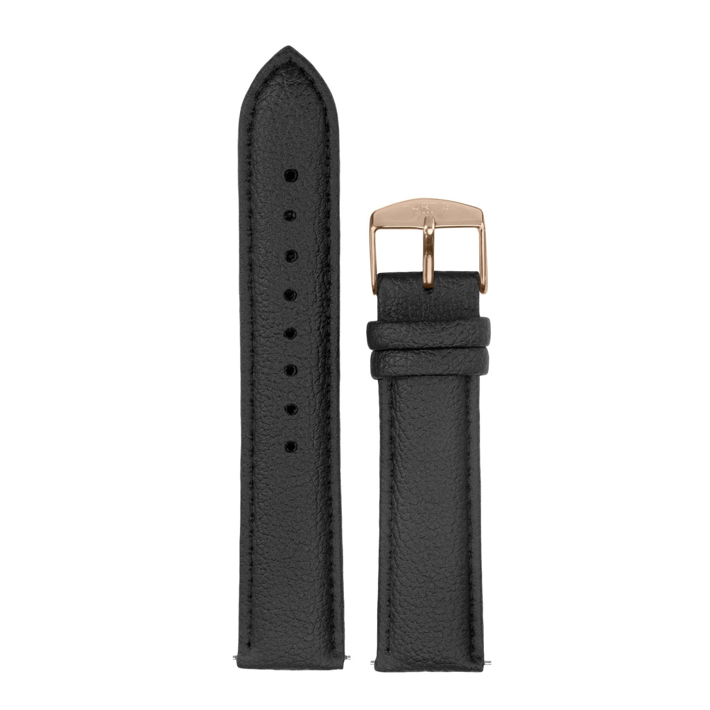 Black and Rose Gold Cactus Leather Strap watch strap Hurtig Lane Vegan Watches