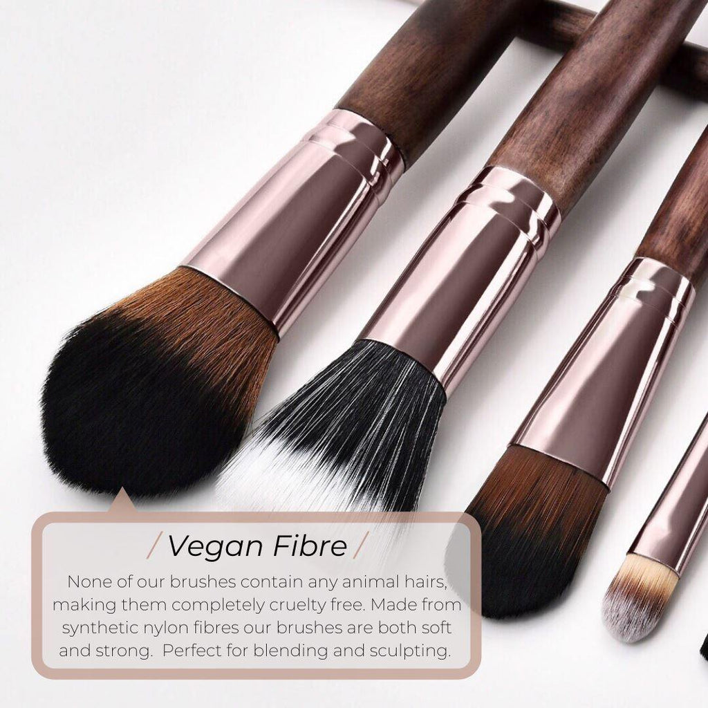 Vegan Curved Concealer/Foundation Makeup Brush- Sustainable Wood and Rose Gold Makeup Brushes Hurtig Lane