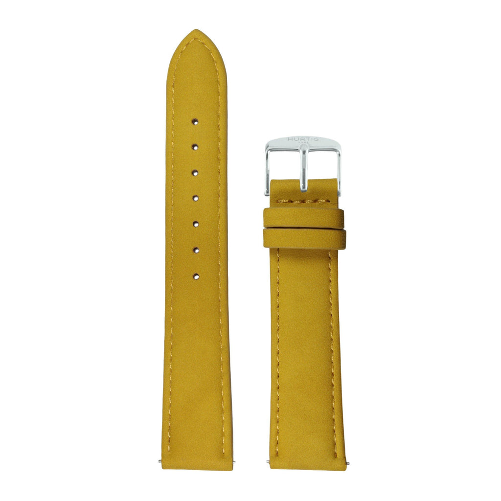 Mustard and Silver Vegan Suede Strap - Hurtig Lane - sustainable- vegan-ethical- cruelty free